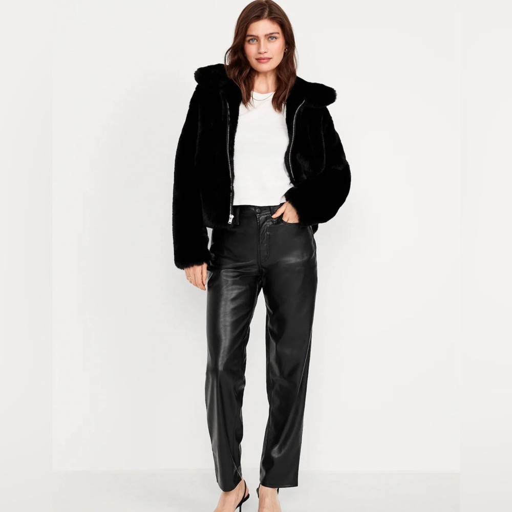 Old Navy High-Waisted OG Straight Faux-Leather Pants NWT